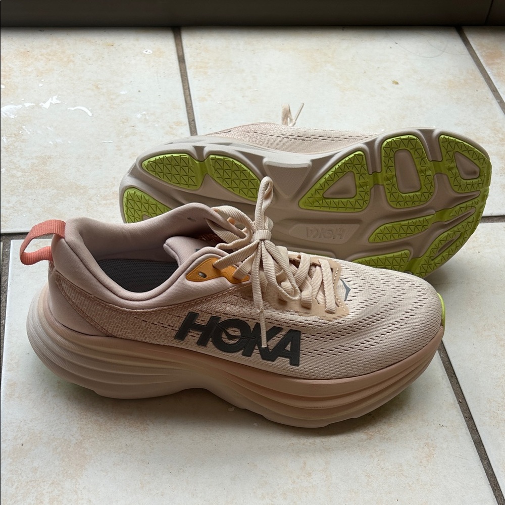 Hoka Women's Beige and Coral Athletic Shoes